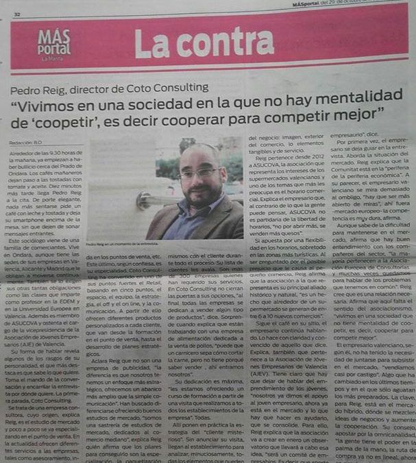 Entrevista a nuestro gerente Pedro Reig Catalá en el periódico MasPortal